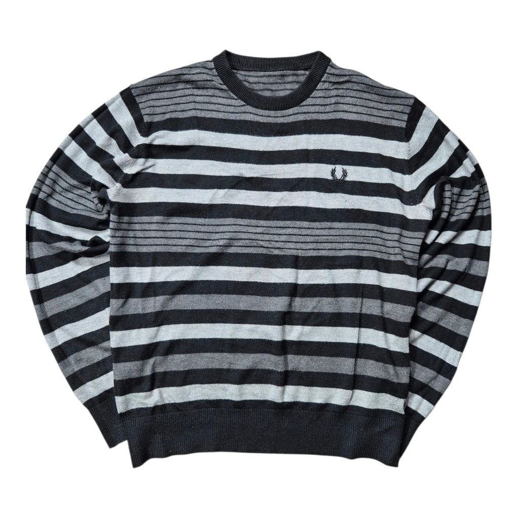 Fred Perry Vintage Striped Sweater Grau Schwarz (M)