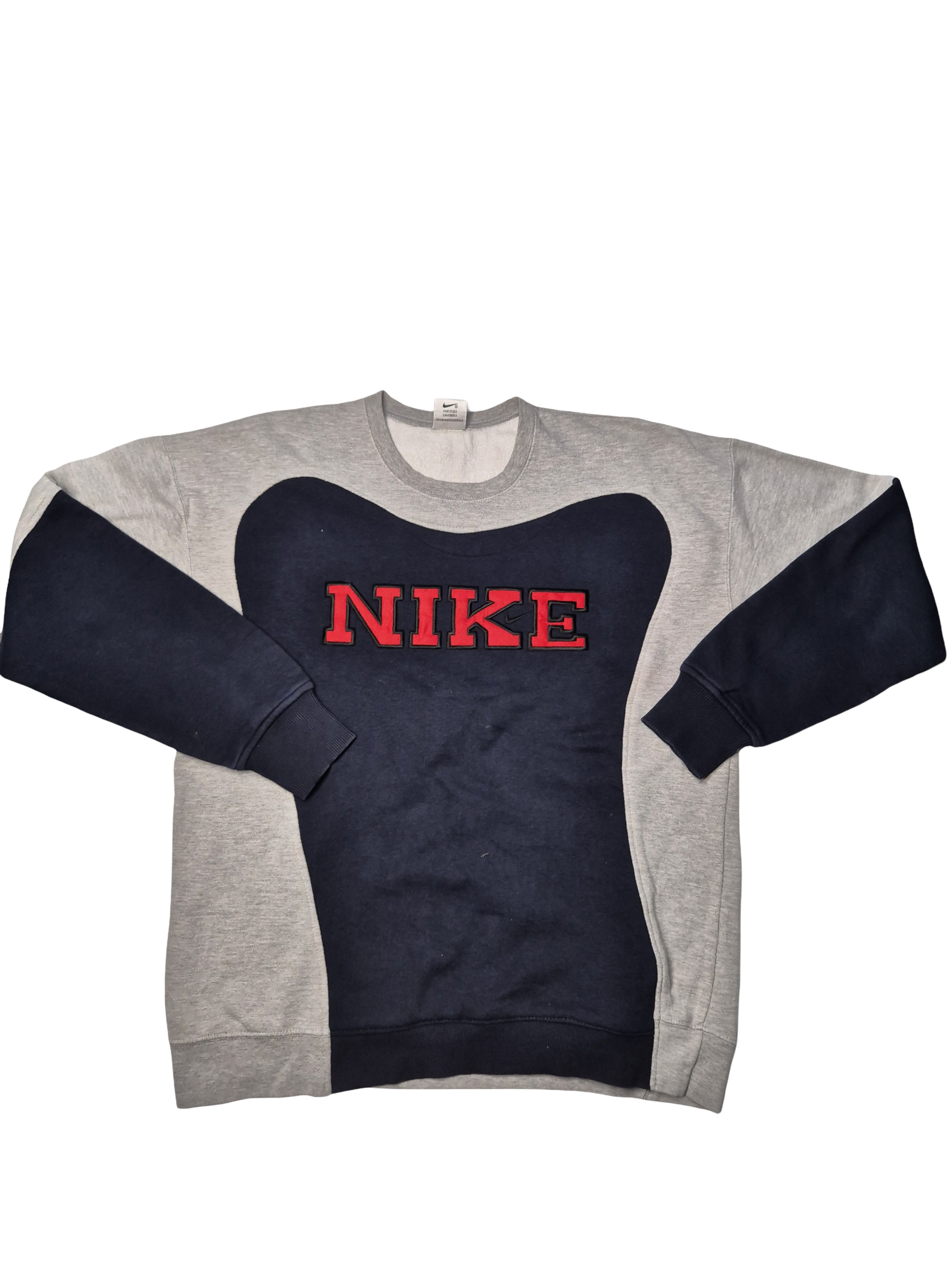 Nike reworked Sweater Vintage Grey Navy Red (L)