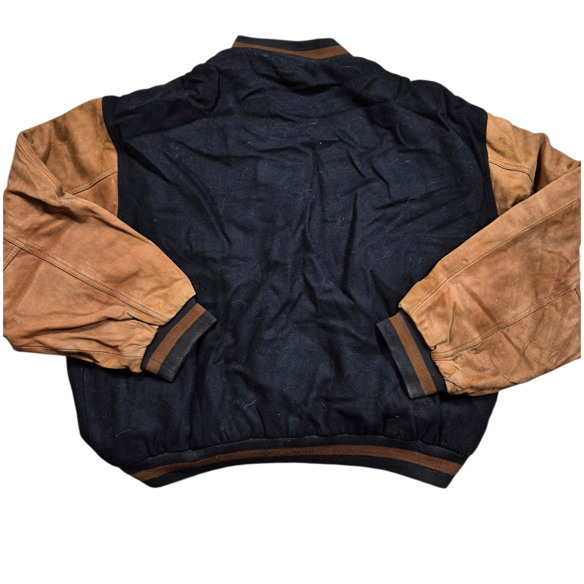 Vintage Swingster Varsity Jacket (XL) AMVETS Collegejacke Lederärmel Braun Schwarz 90s