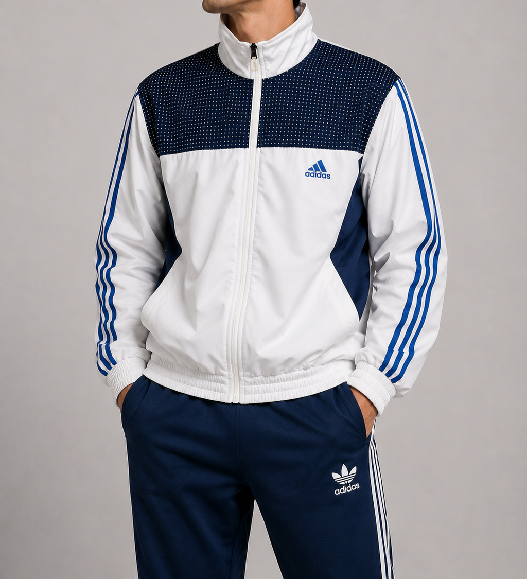 Adidas Vintage Track Jacket White Blue (S)