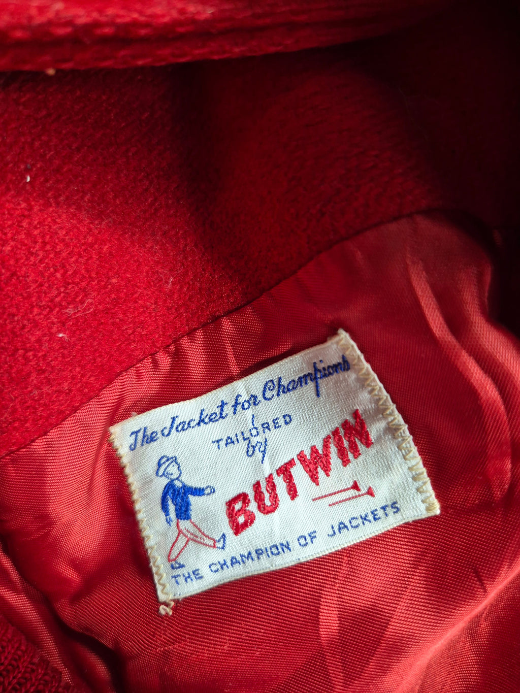 Vintage Butwin Varsity Jacket (M) Rot Collegejacke Liberty Soccer 70s 80s Letterman