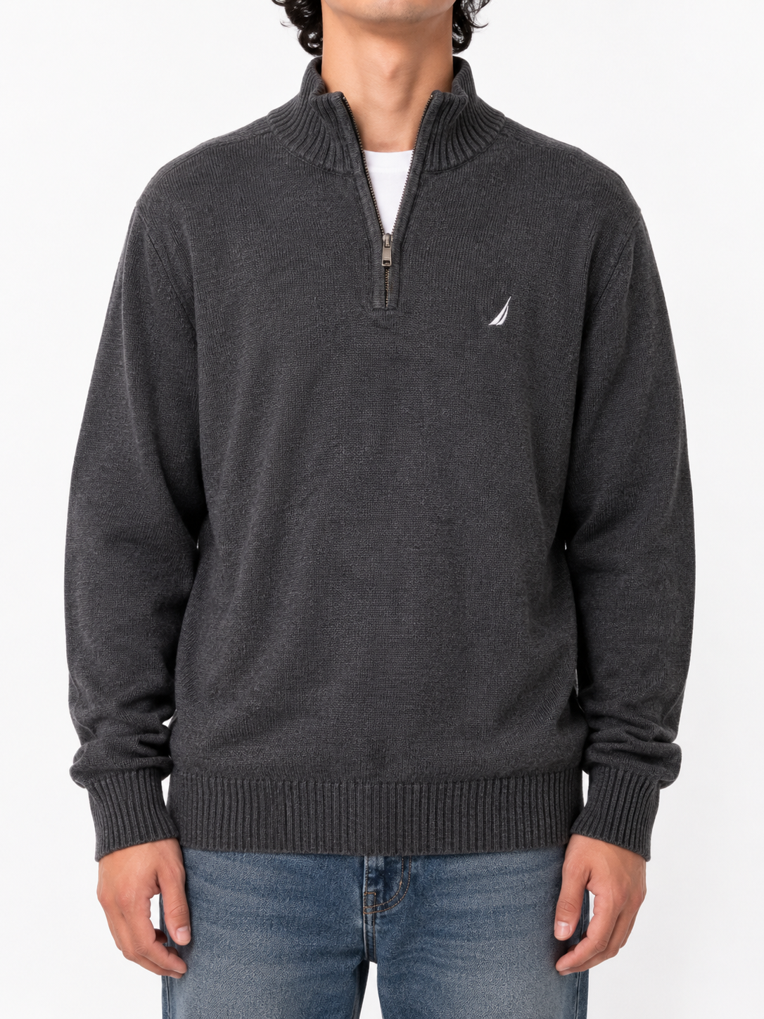 Nautica Quarter Zip Knit Sweater Vintage Black (M)