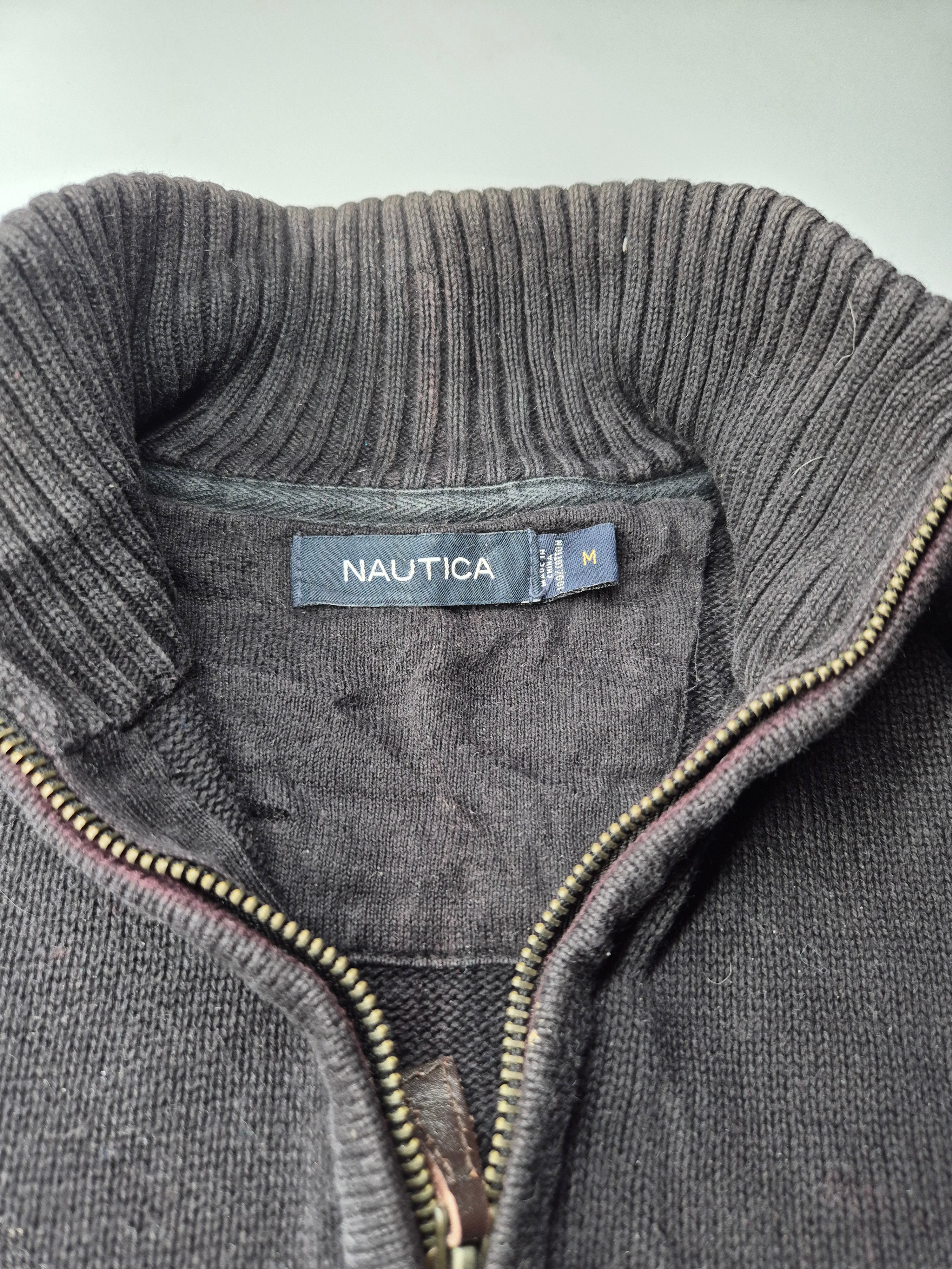 Nautica Quarter Zip Knit Sweater Vintage Black (M)