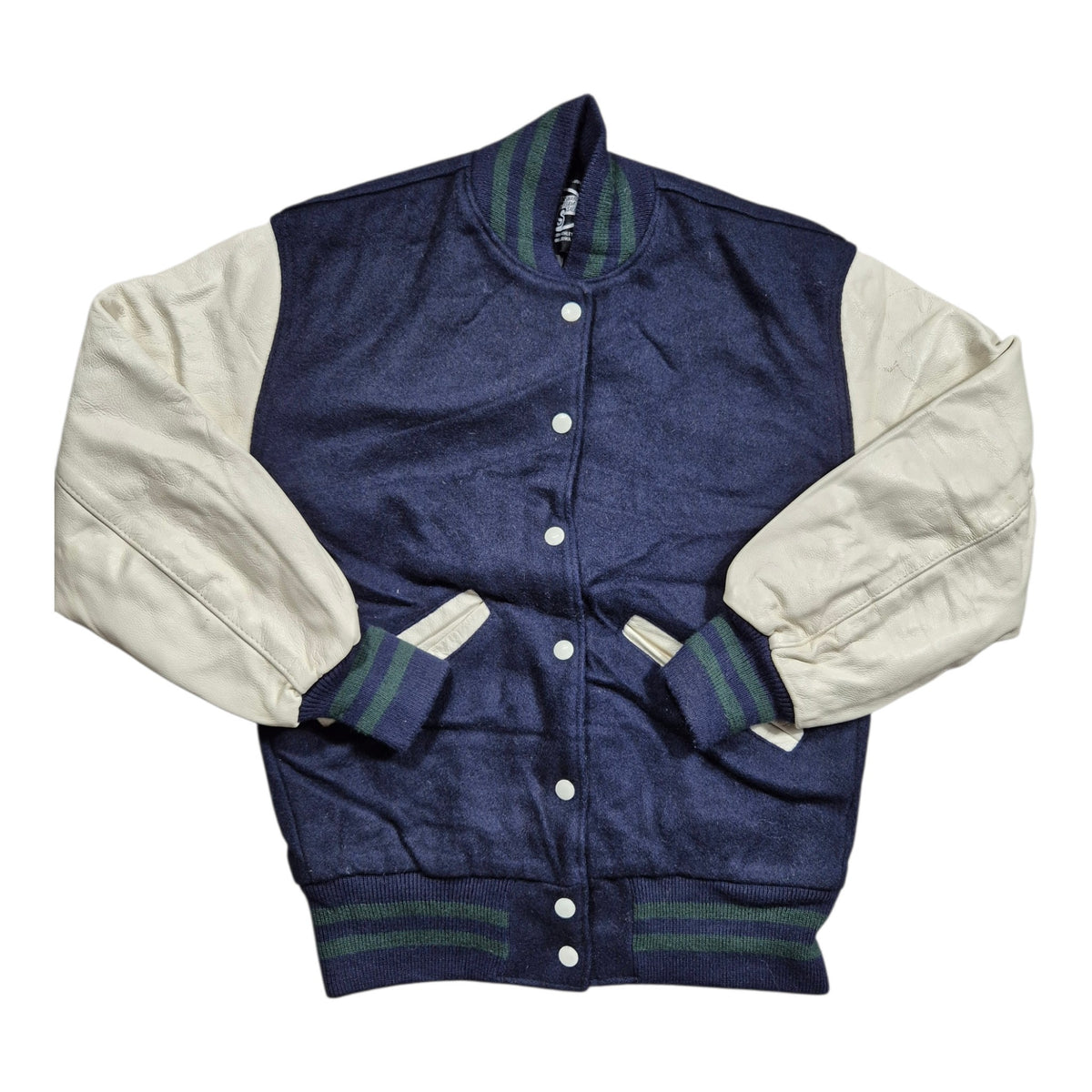 Vintage Arden Swartz Varsity College Jacket (XS) Lederärmel Navy 90s