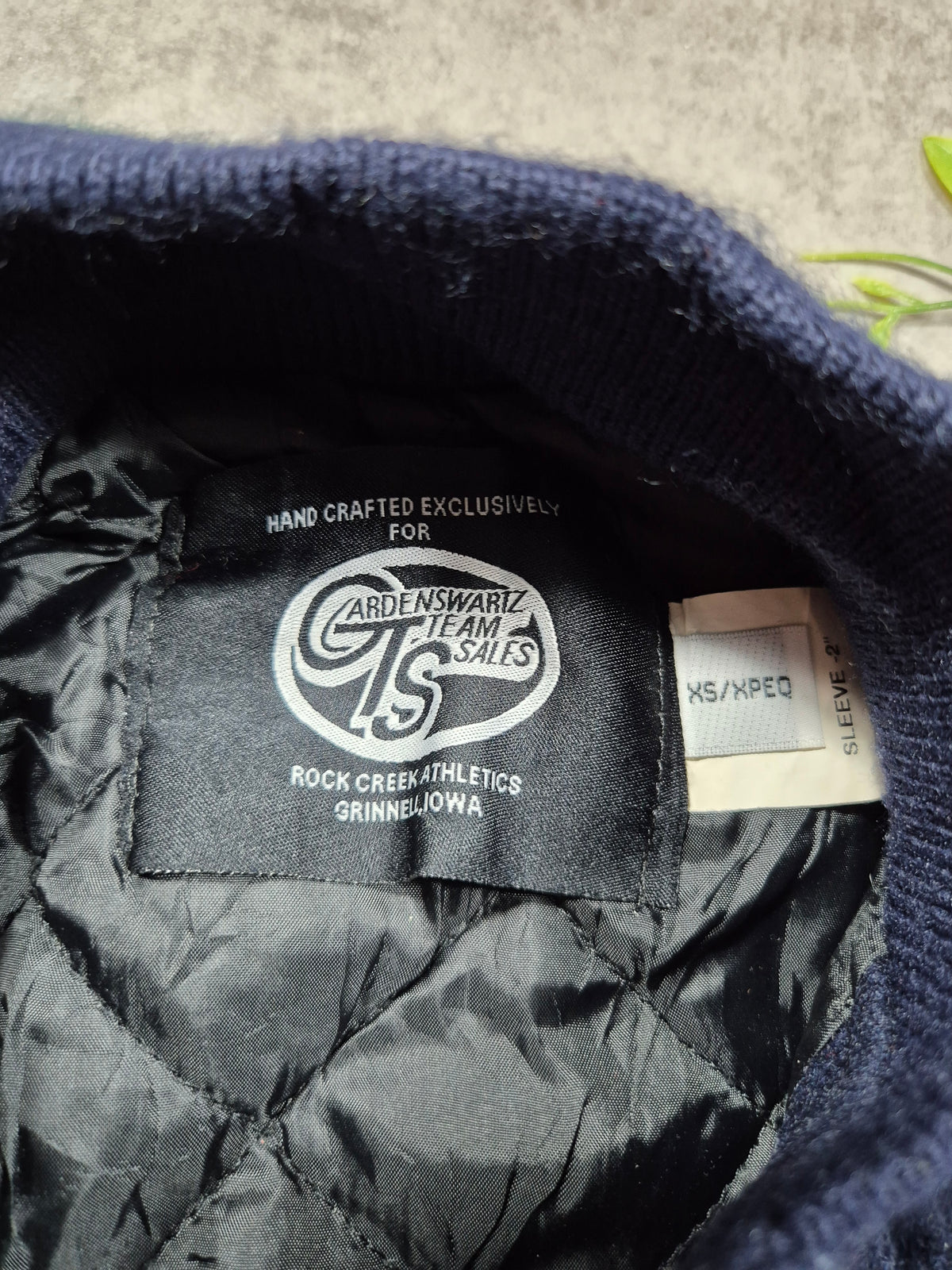 Vintage Arden Swartz Varsity College Jacket (XS) Lederärmel Navy 90s