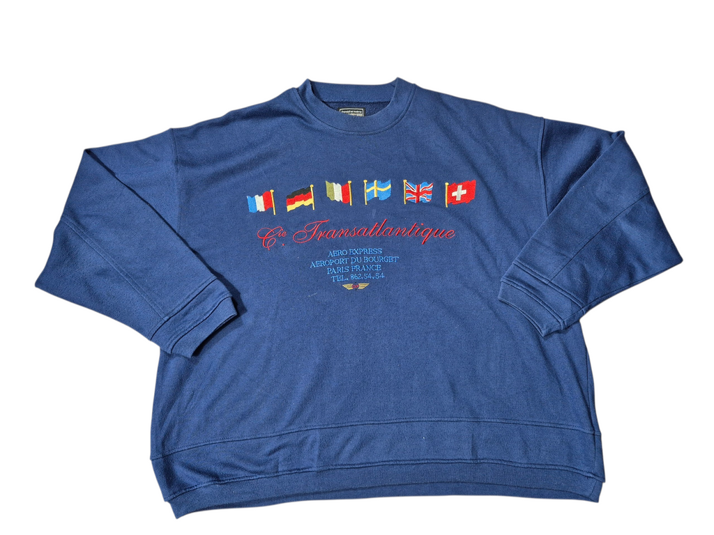 Vintage Cie Transatlantique Blue Sweatshirt Y2K (L)