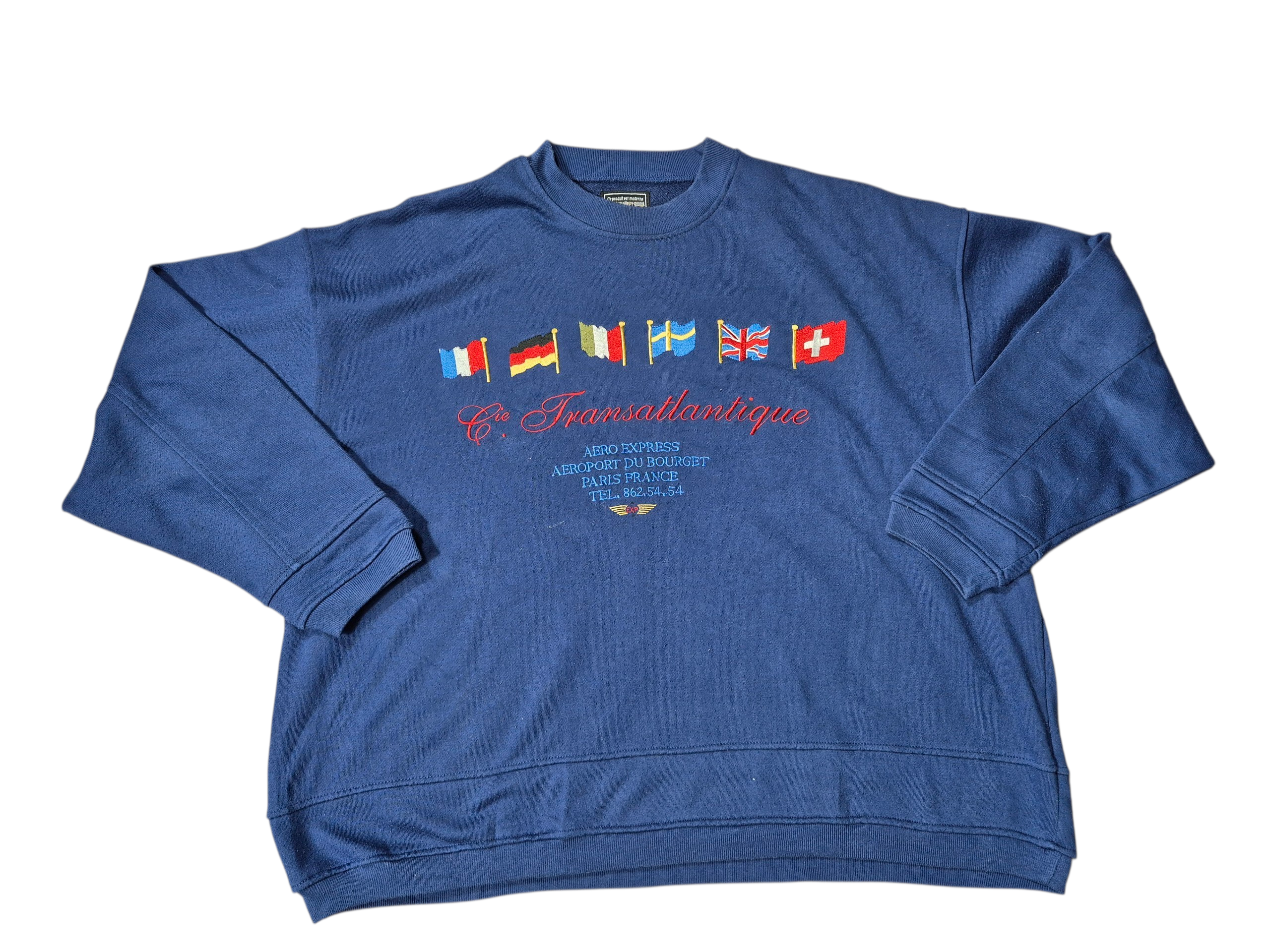 Vintage Cie Transatlantique Blue Sweatshirt Y2K (L)