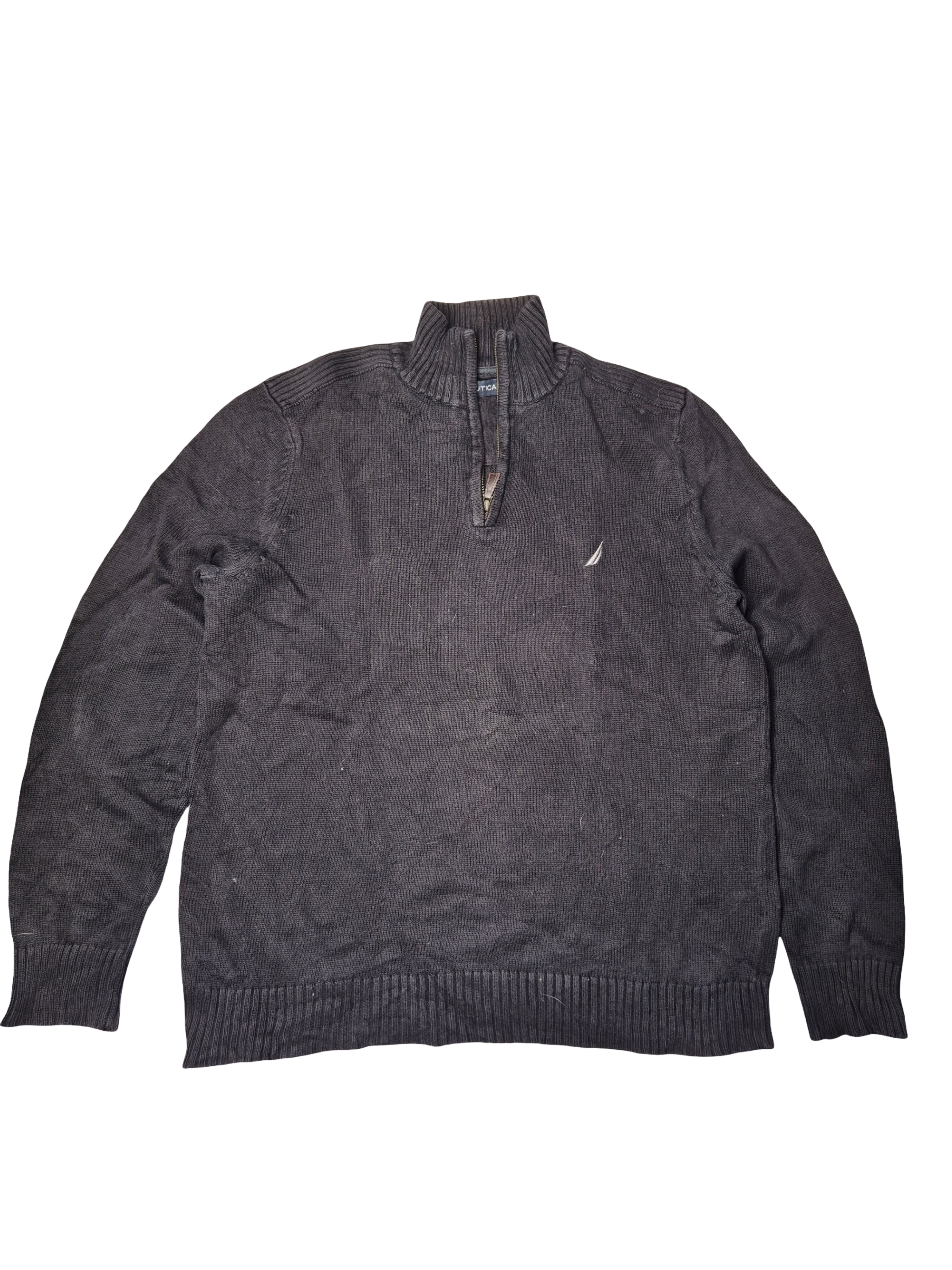 Nautica Quarter Zip Knit Sweater Vintage Black (M)