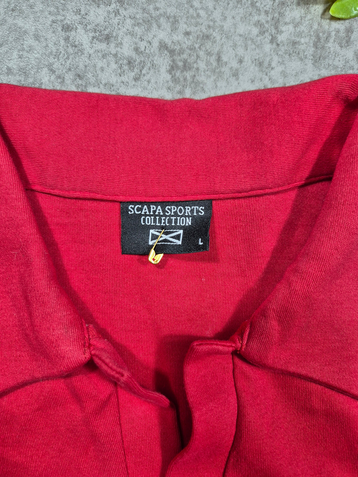 Scapa Sports Rugby Polo (L) Rot Weiß Vintage Y2K 90s Old Money