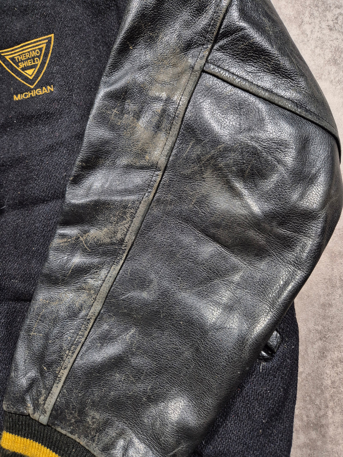 Vintage GAME Sportswear Varsity Jacket (L) Made in USA Leather Sleeves 90s