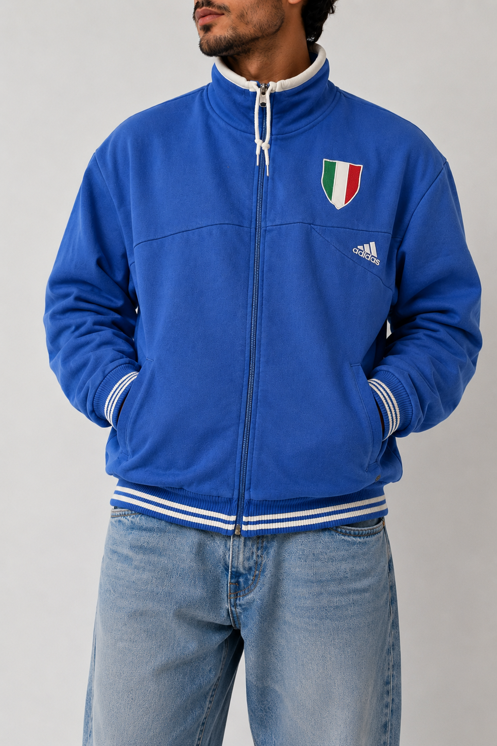 Vintage Adidas Italy Euro 2008 Track Jacket Blue (XL)