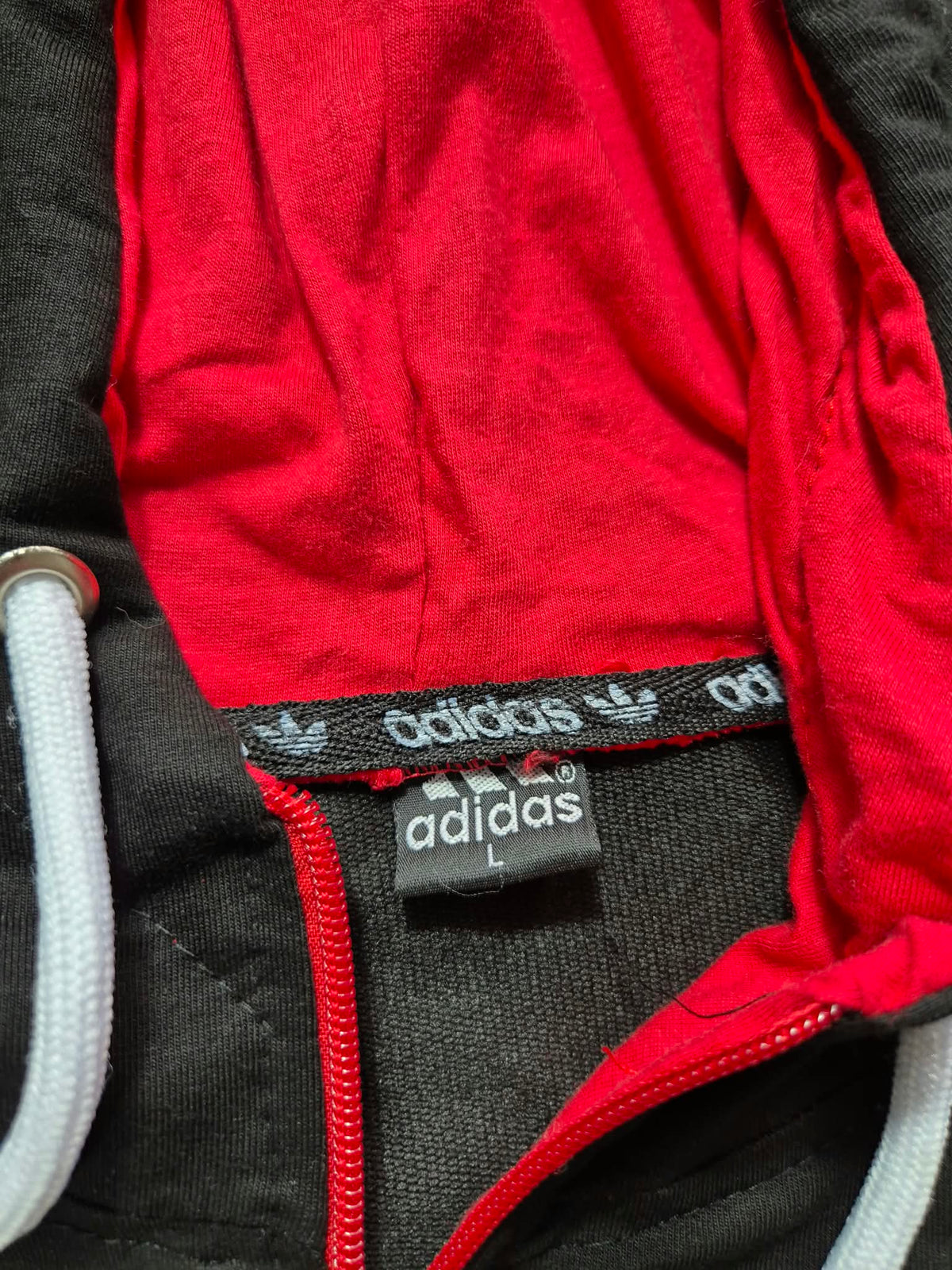 Adidas Originals Trefoil Vintage Y2K Full Zip Hoodie Rot Schwarz Size L