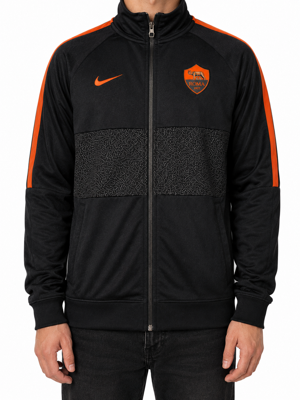 Nike AS Roma Track Jacket Black Orange (S)