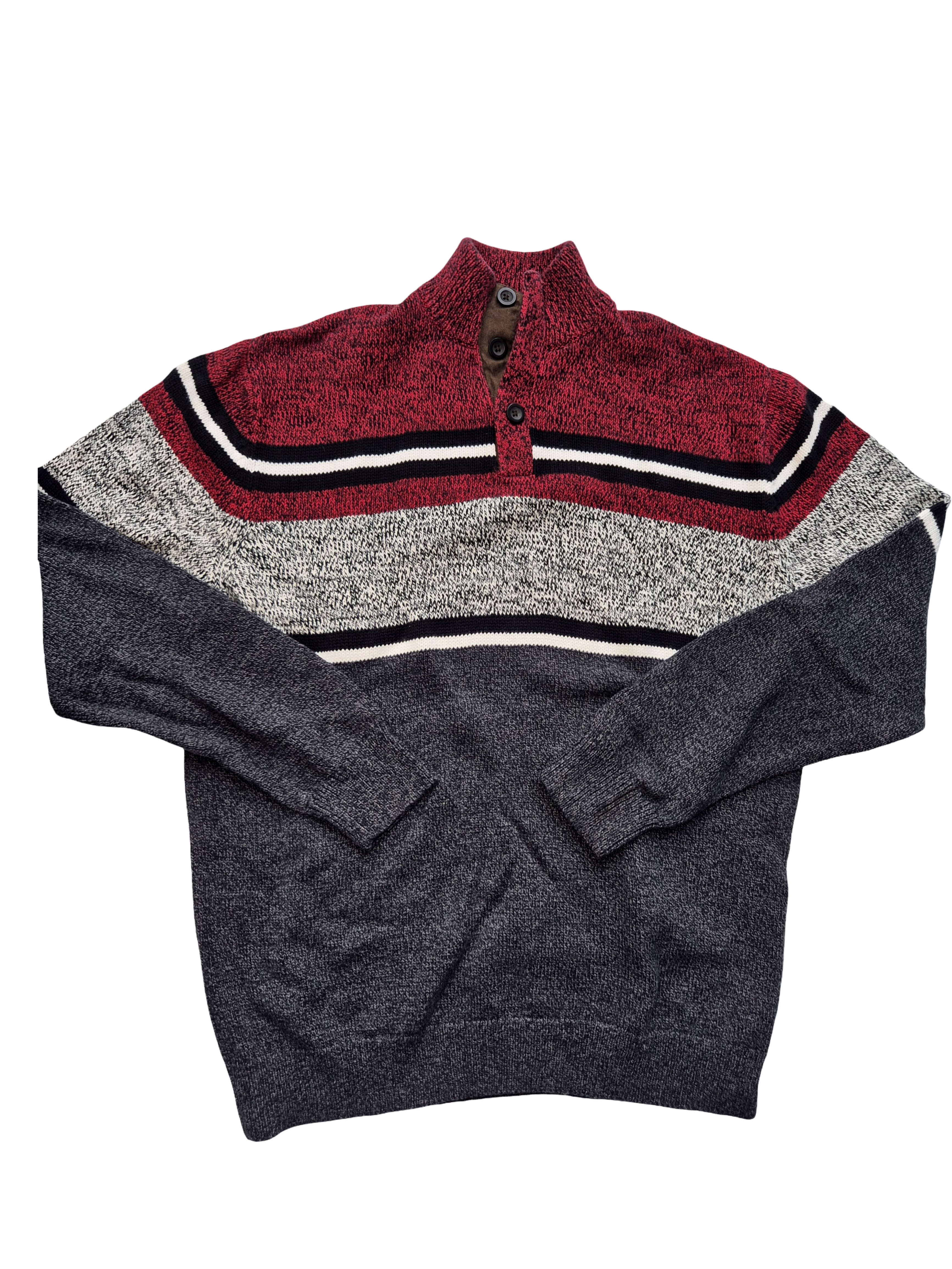Chaps Knit Sweater Vintage Red Grey (L)