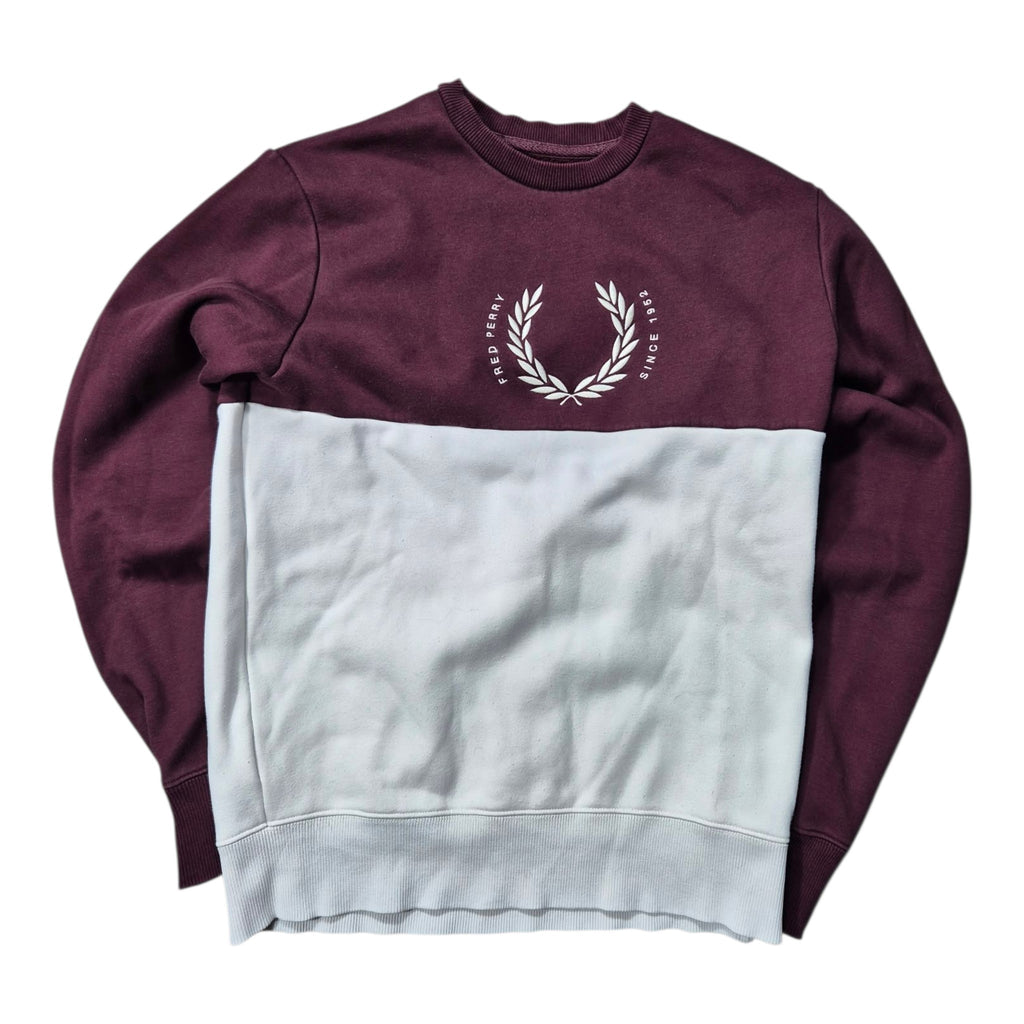 Fred Perry Colourblock Sweatshirt Bordeaux Weiß (S)