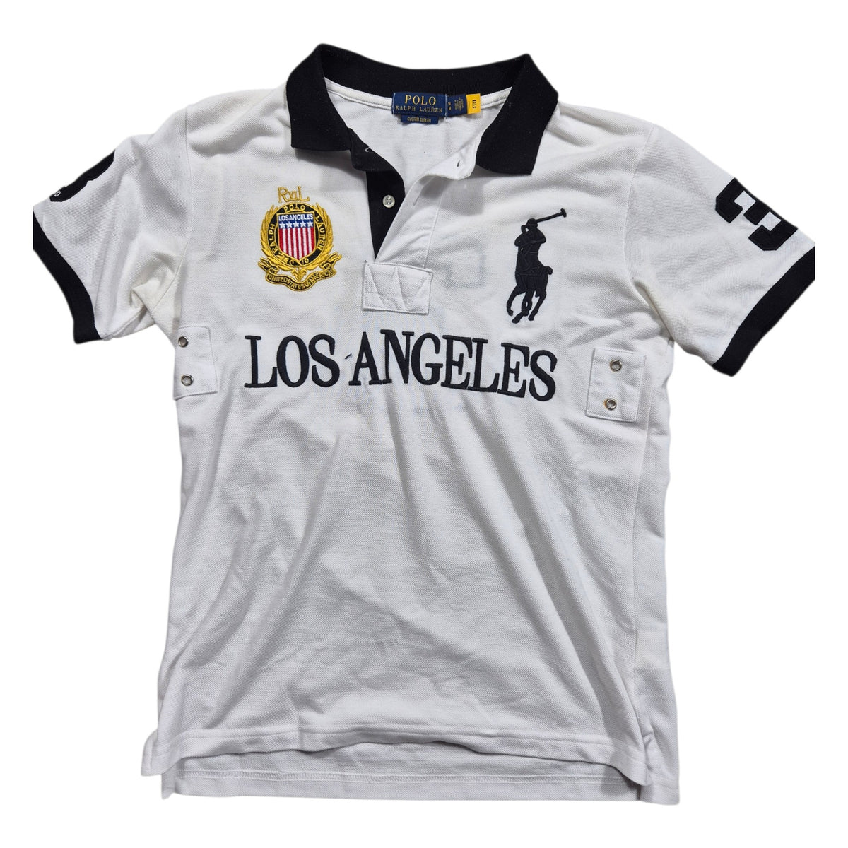 Polo Ralph Lauren Los Angeles Big Pony Polo Shirt Weiß Schwarz (M)