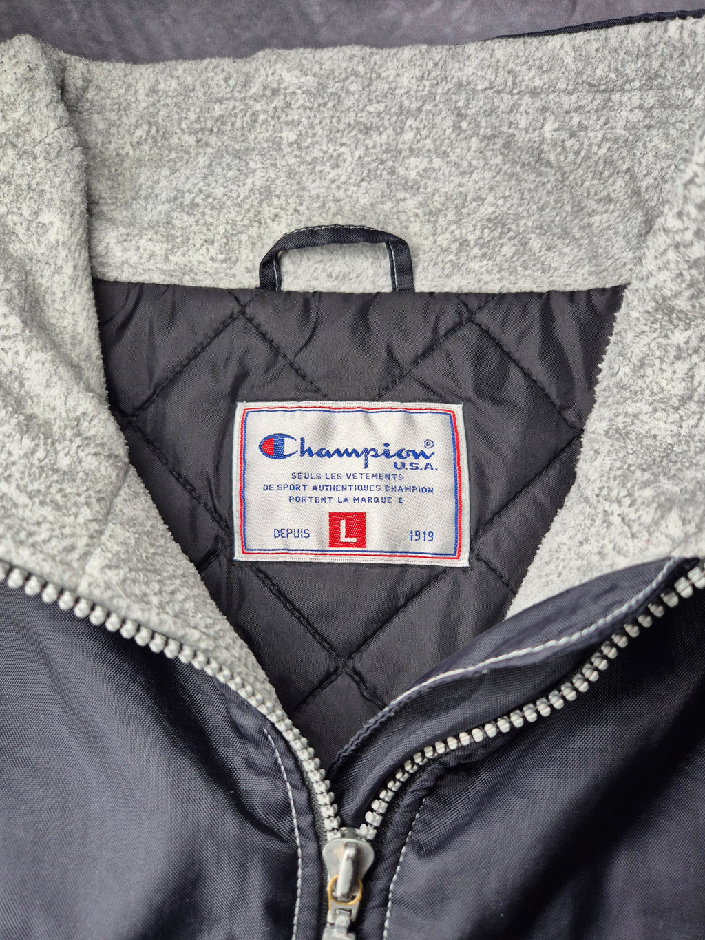 Champion Vintage USA Padded Jacket Navy Grey(L)