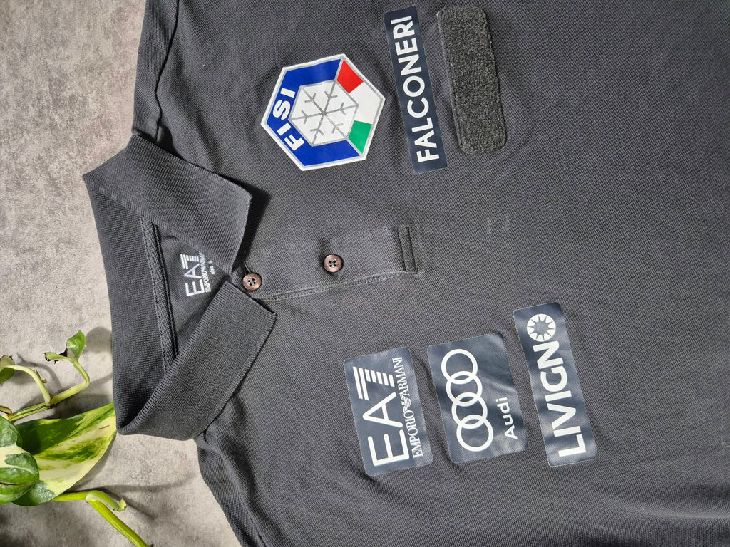 EA7 Emporio Armani FISI Italy Ski Team Polo Shirt Black (L)