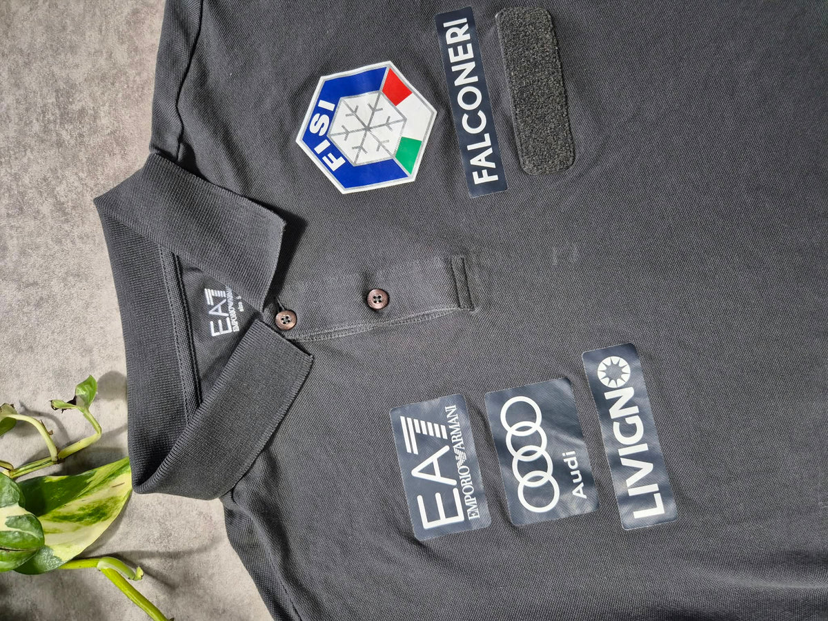 EA7 Emporio Armani FISI Italy Ski Team Polo Shirt Black (L)