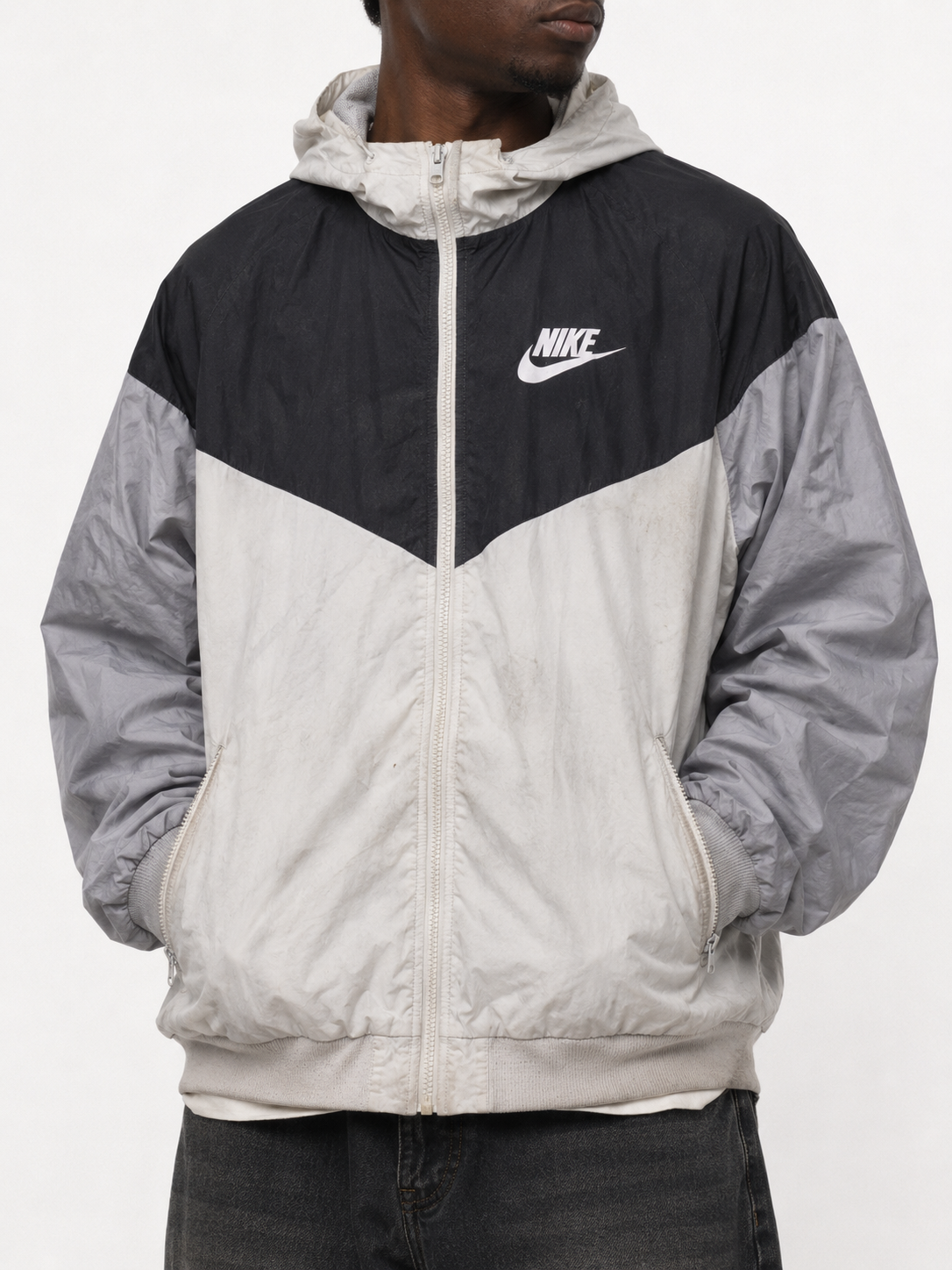 Nike Windrunner Track Jacket Grey Black Kids (XL)