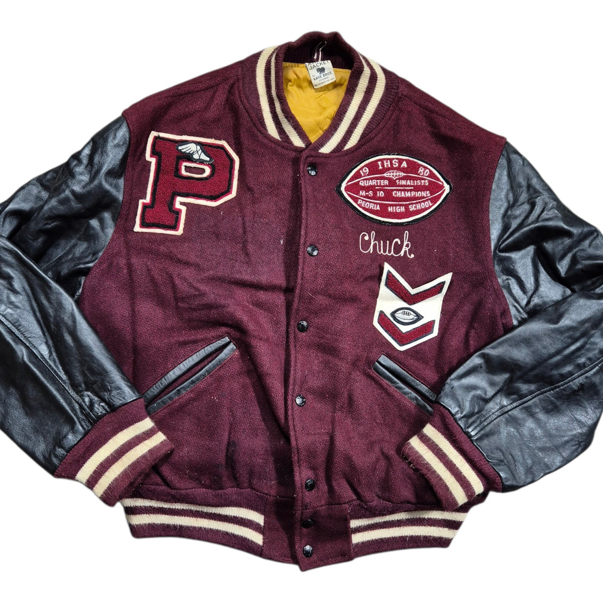 Vintage Kaye Bros Varsity Jacket (S) 80s College Lederärmel