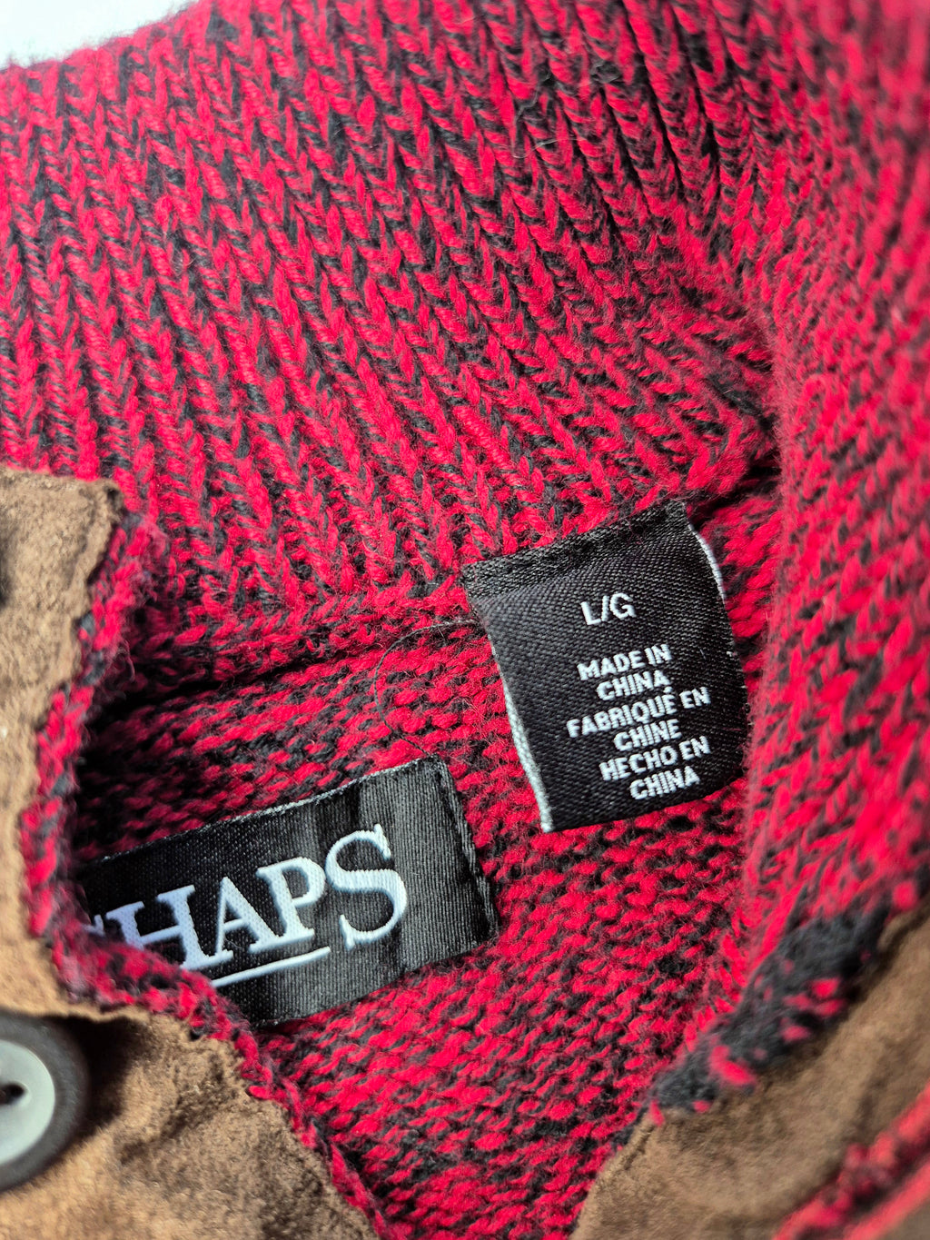 Chaps Knit Sweater Vintage Red Grey (L)