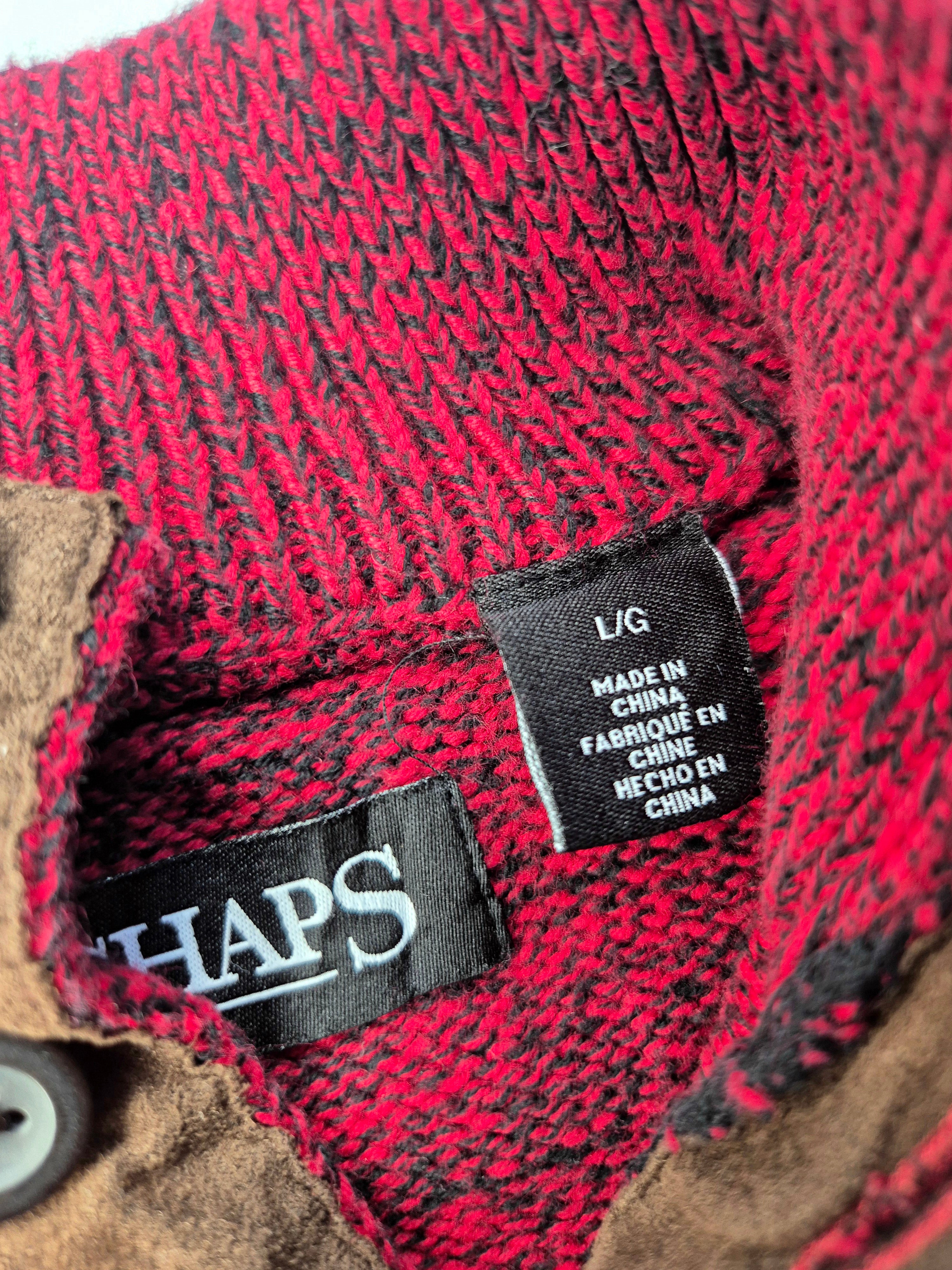 Chaps Knit Sweater Vintage Red Grey (L)