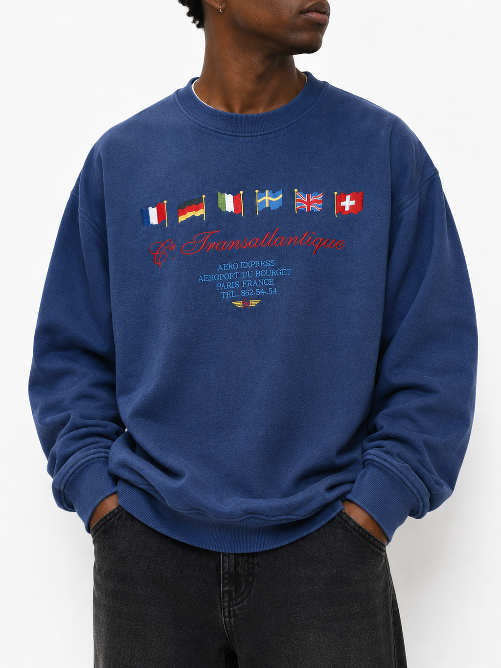 Vintage Cie Transatlantique Blue Sweatshirt Y2K (L)