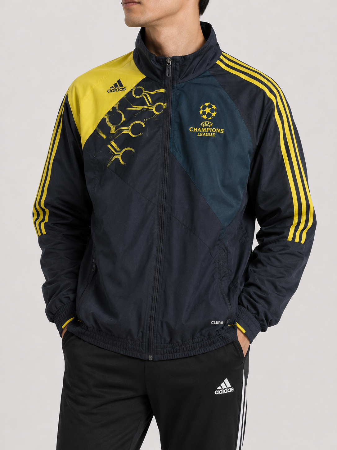 Adidas Track Jacket Vintage Blue Yellow Size XS