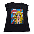Damen Pop Art Comic Sorry T-Shirt Schwarz (S)