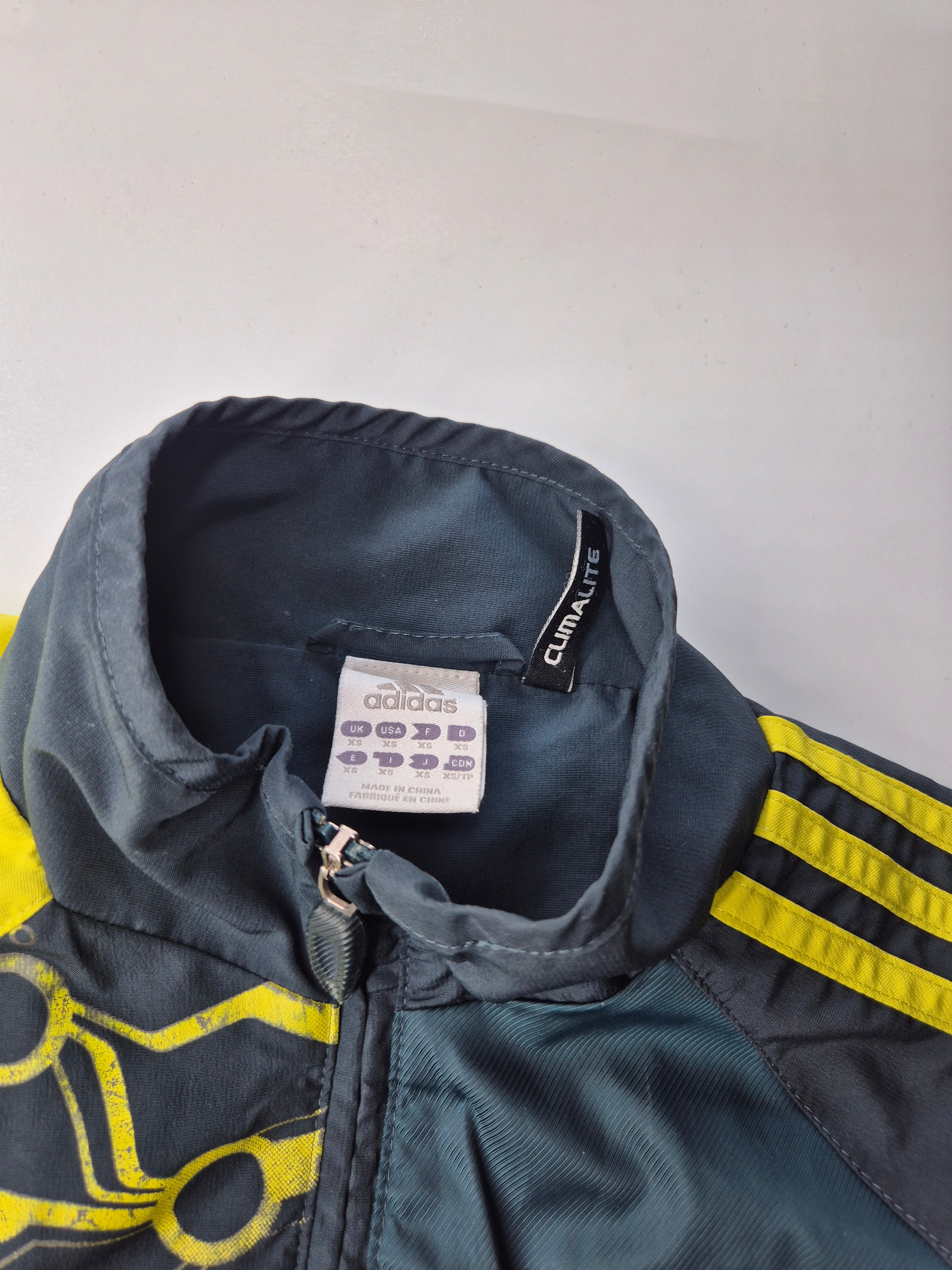 Adidas Track Jacket Vintage Blue Yellow Size XS