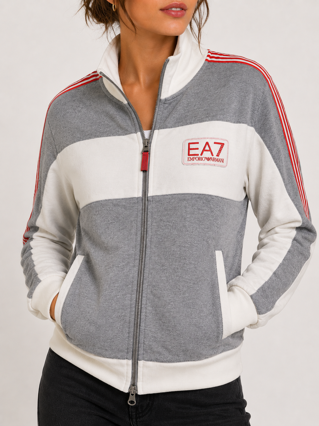 EA7 Emporio Armani Track Jacket Vintage Grey White (M)