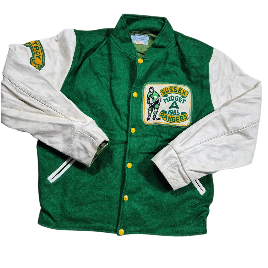 Vintage Sussex Rangers 1985 Varsity Jacket (S) College Lederärmel
