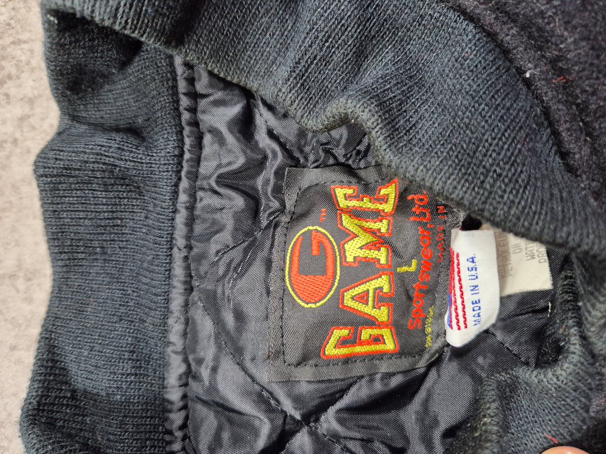 Vintage GAME Sportswear Varsity Jacket (L) Made in USA Leather