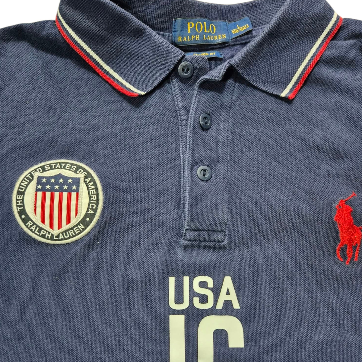 Polo Ralph Lauren USA 16 Polo Shirt Navy (L)