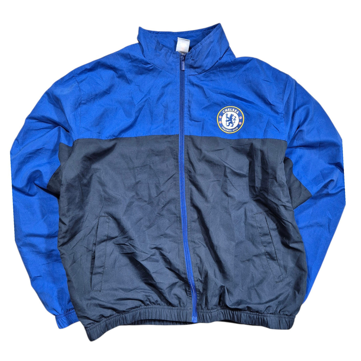 Chelsea FC Vintage Windbreaker Jacke (XL) Blau Schwarz Footballcore Y2K Retro