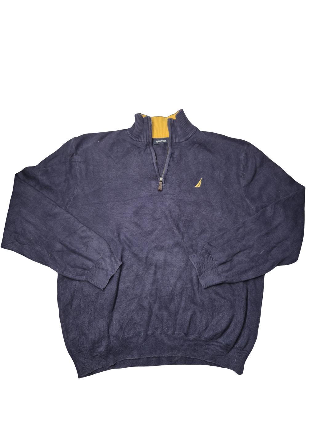 Nautica Quarter  Zip Knit Sweater Vintage Blue (XL)