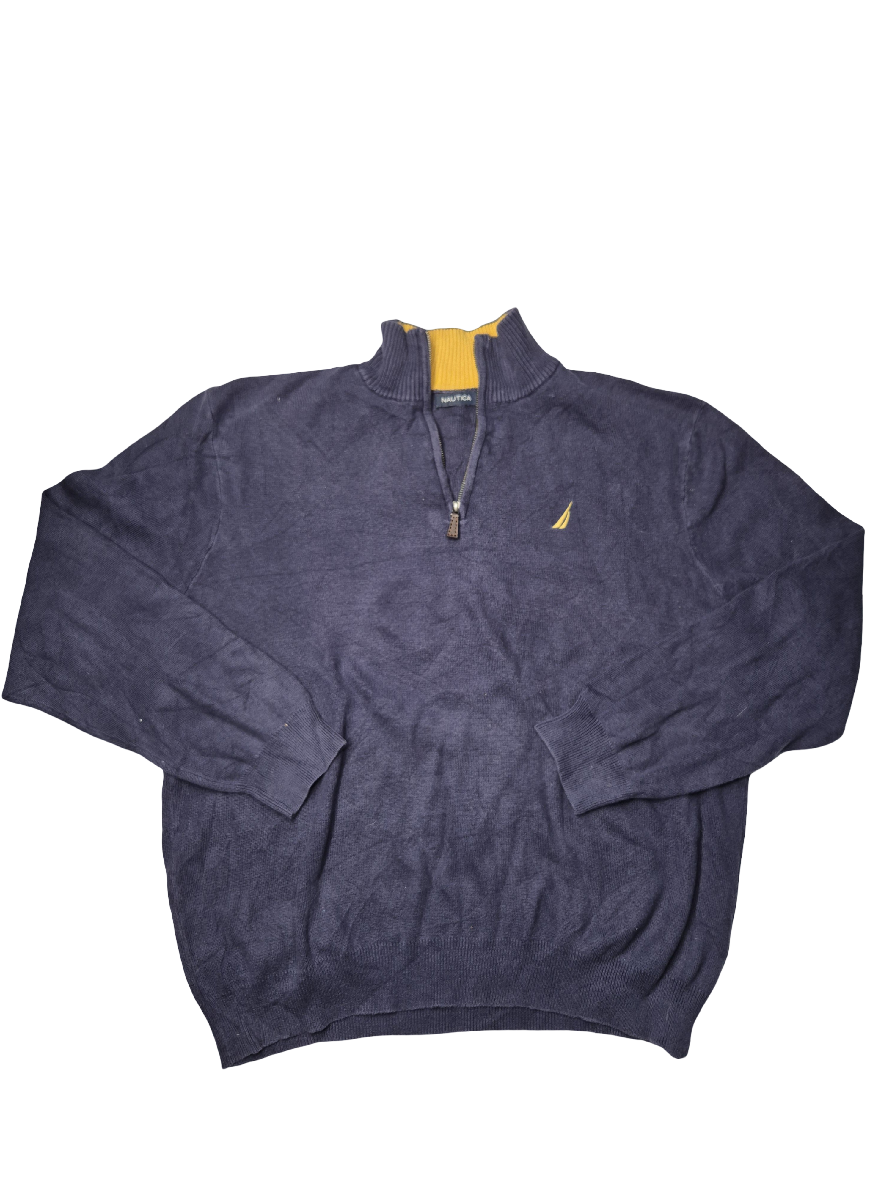 Nautica Quarter  Zip Knit Sweater Vintage Blue (XL)