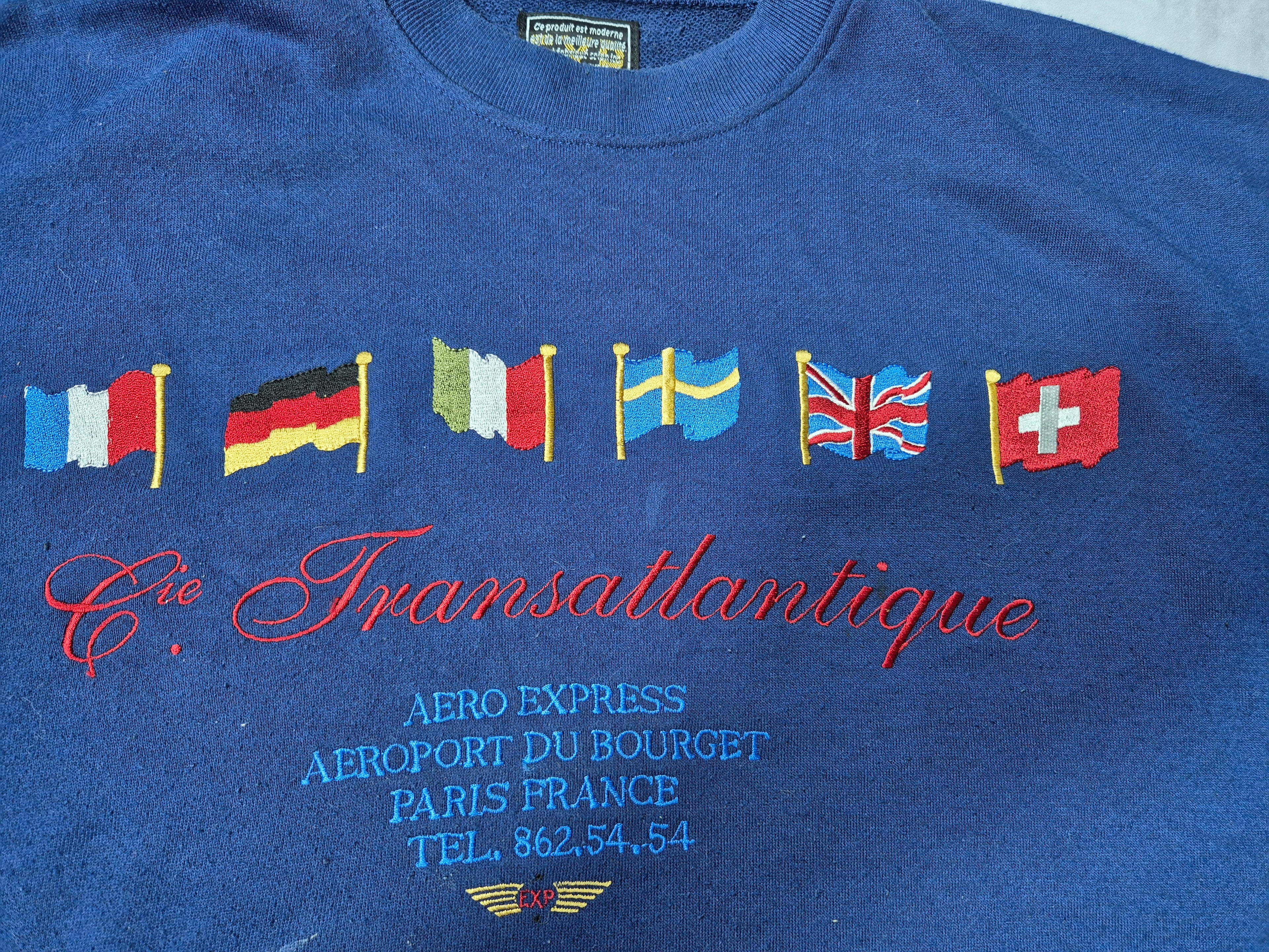 Vintage Cie Transatlantique Blue Sweatshirt Y2K (L)