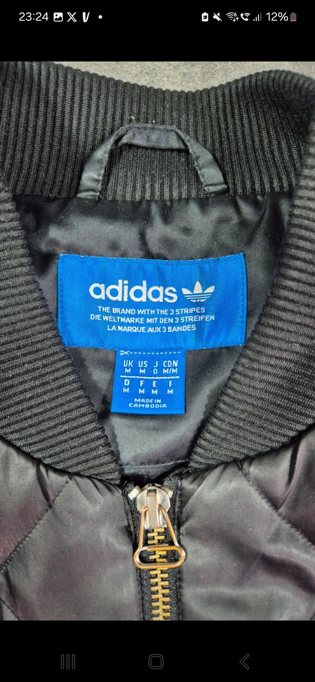 Adidas Originals Quilted Bomber Jacket Black (M)