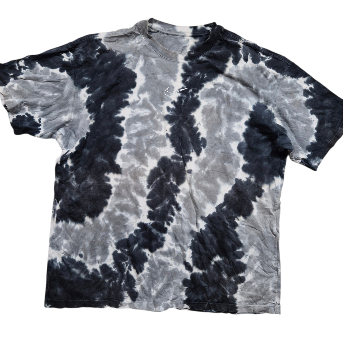 Nike Swoosh Tie Dye T-Shirt  (L/XL) Schwarz Grau Batik