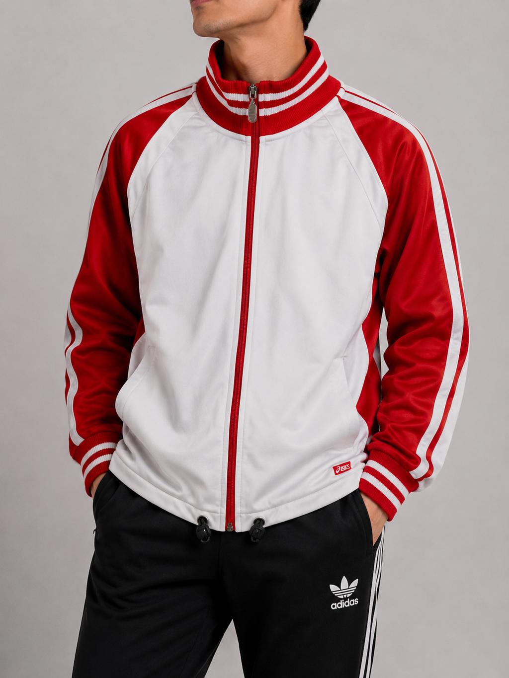 Asics Track Jacket Vintage Red White (M)