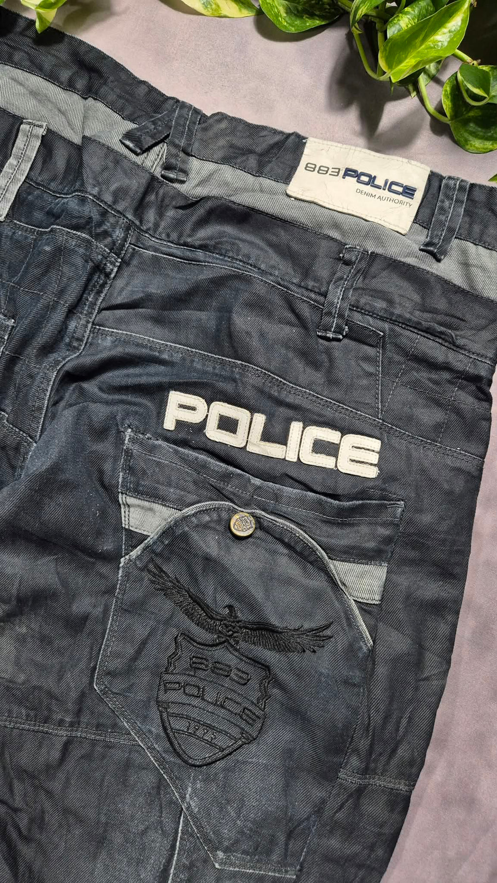 883 Police Y2K Baggy Cargo Jeans W40 Vintage 2000s Hip Hop Pasha Style